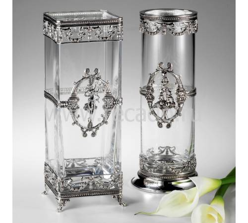 Ваза для цветов квадратная хрустальная с посеребрением "Square" Tsar FABERGE 7403550PL