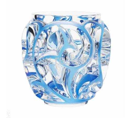Ваза для цветов (большая) прозрачная с голубой патиной "Tourbillons" Lalique 10441300
