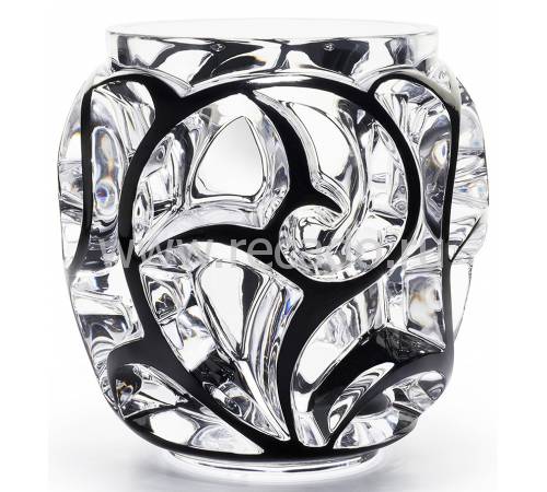 Ваза для цветов большая прозрачная с чёрной эмалью "Tourbillons" Lalique 10441200