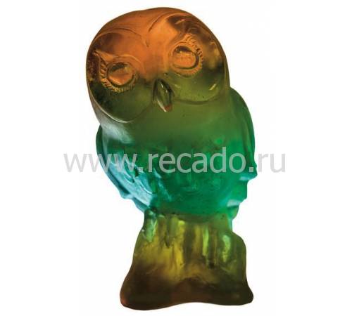 Сова зелено-оранжевая "Chouette" Daum 05306