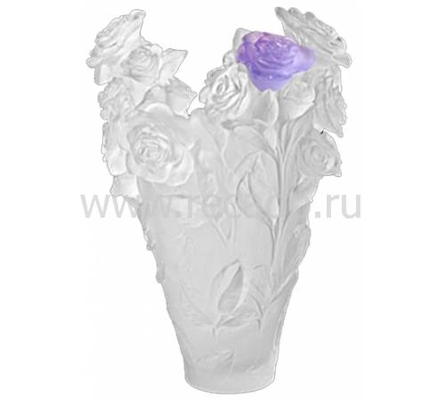 Ваза для цветов белая с фиолетовой розой 50 экз. "Rose Passion" Daum 05106-4