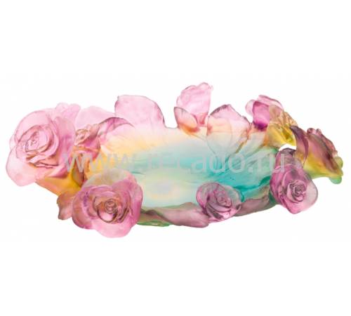 Блюдо для фруктов "Rose Passion" зелёно-розовое Daum 05314