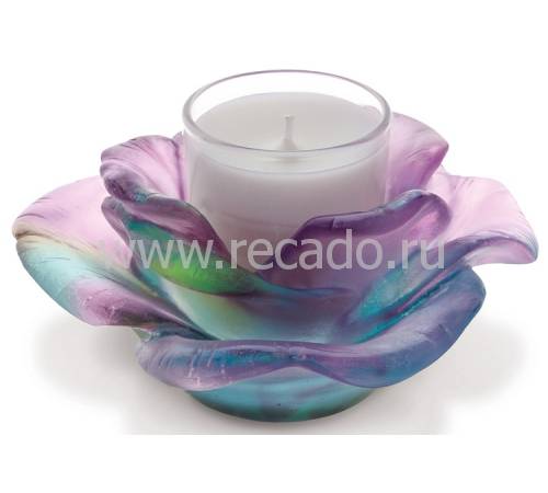 Подсвечник на 1 свечу "Rose Passion" зелено-розовый Daum 05368