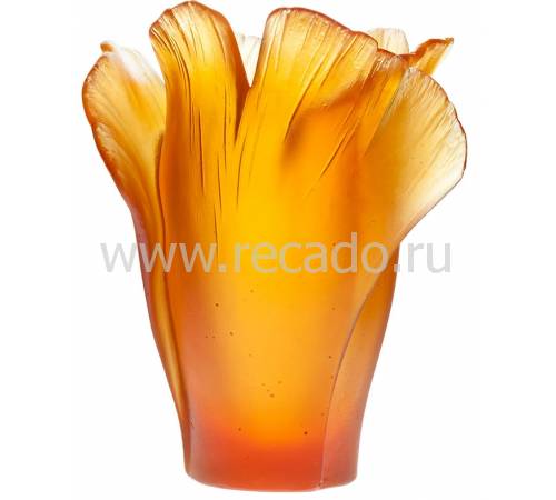 Ваза для цветов "Ginkgo" янтарная (h=17) Daum 03410-3