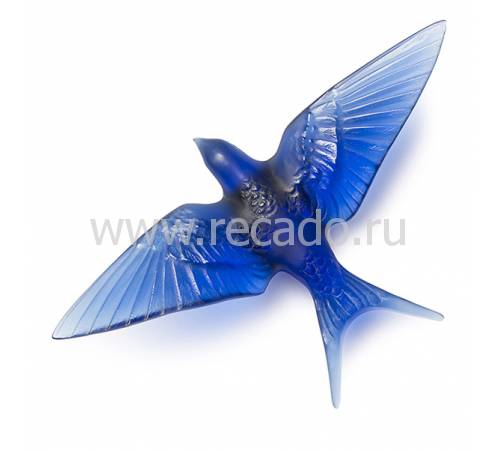 Настенная статуэтка Ласточка с опущенными крыльями "Hirondelles" синяя Lalique 10625100