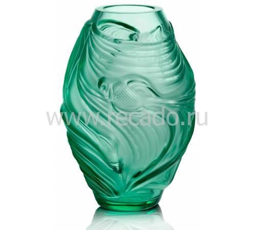 Ваза для цветов зелёная "Poissons Combattants" Lalique 10684300