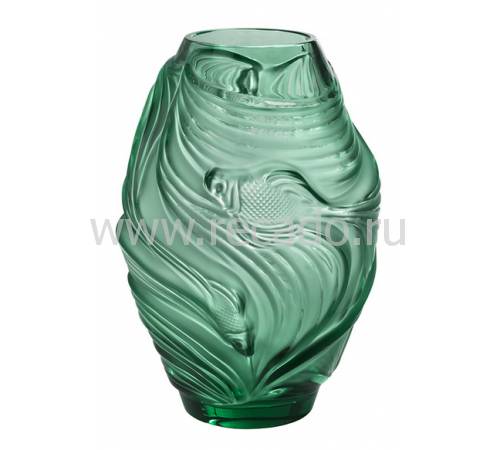 Ваза для цветов зелёная "Poissons Combattants" Lalique 10671900