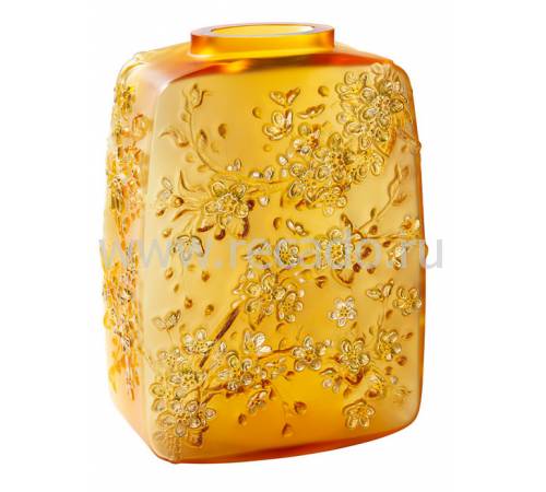 Ваза для цветов "Fleurs De Cerisier" янтарная с золотым Lalique (Лимитированная коллекция 88 экз.) 10708200