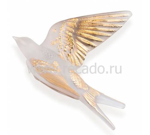 Настенная статуэтка Ласточка с поднятыми крыльями "Hirondelles" золотая Lalique 10645700