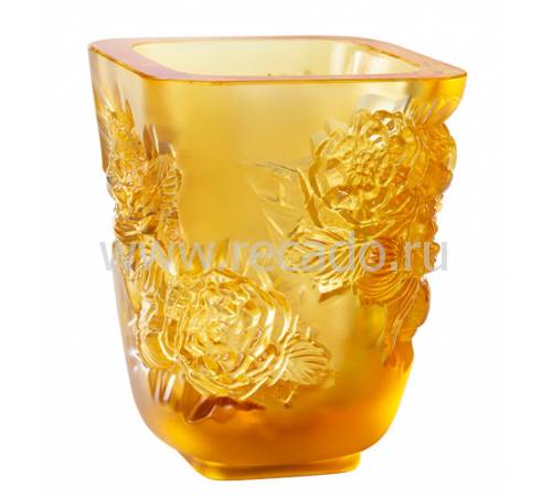 Ваза для цветов "Pivoines" янтарная Lalique 10708700