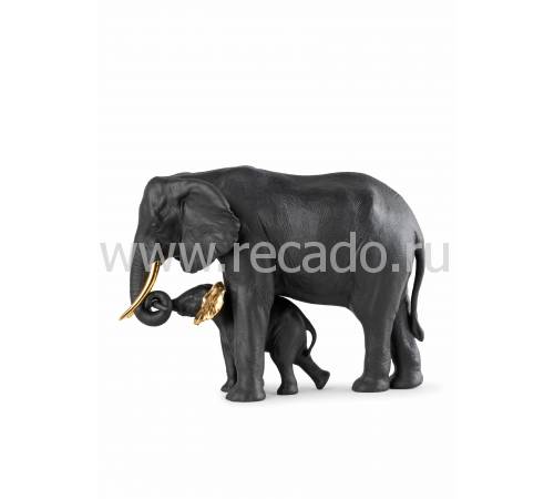 Статуэтка "Слон со слонёнком" матовый Lladro 01009581