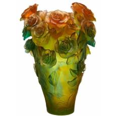 Ваза для цветов "Rose Passion Magnum" зелено-оранжевая (h=53) Daum (Лимитированная серия 99 экз.) 05106-2