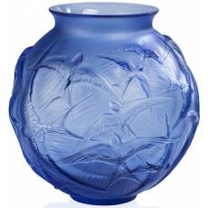 Ваза для цветов синяя "Hirondelles" Lalique 10624200