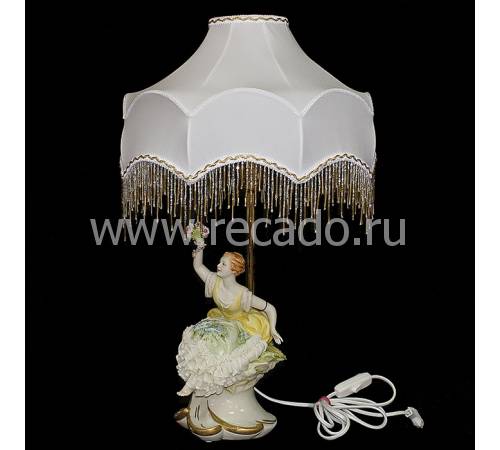 Лампа настольная "Барышня с цветами" Porcellane Principe 1130P/PP