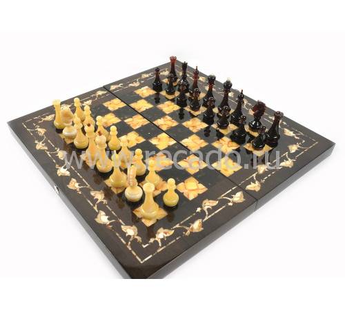 Янтарные шахматы "Готика" (Морёный дуб) ES030