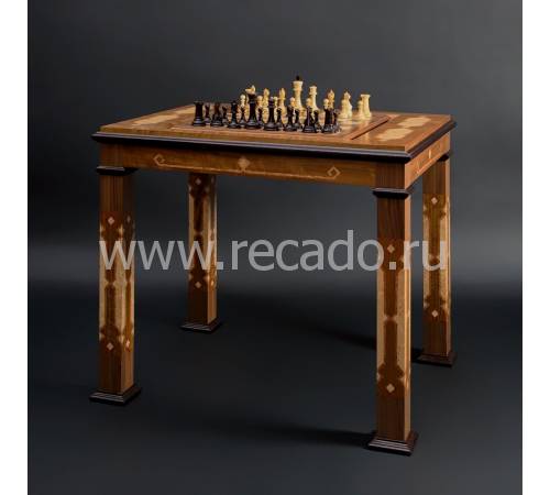 Шахматный стол "Шахматы-нарды" в классическом стиле с фигурами "Стаунтон Люкс" (самшит/венге) AVTSH00236
